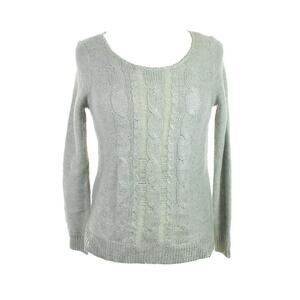 NWT Maison Jules Womens Silver Long-Sleeve Metallic-Flecked Sweater Size XL